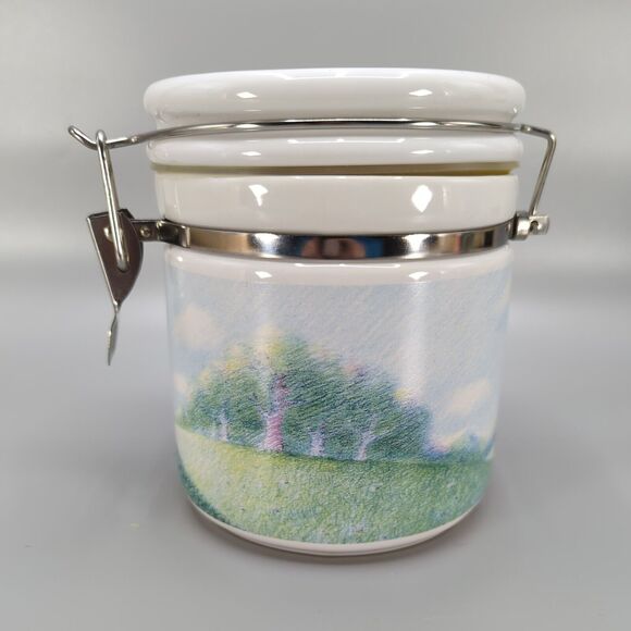 Disney Simply Pooh 6" Latched Lid Ceramic Crock Storage Jar Canister - Picture 4 of 10